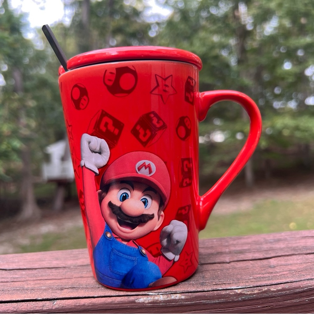 Super Mario Bros Movie Miniso Ceramic Drink Cup/Mug W/Lid & Spoon 380mL|Nintendo